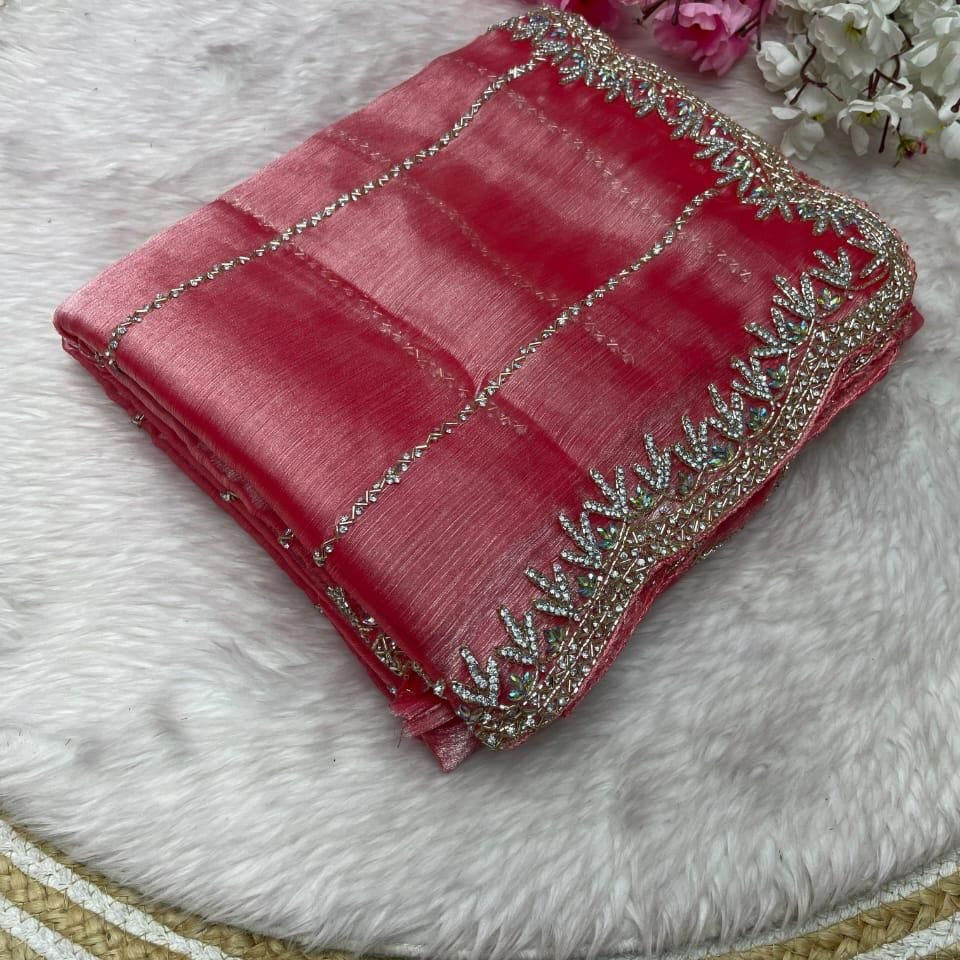 Beautiful Mirror Work Saree with Free Blouse | Premium Elegant Collection..