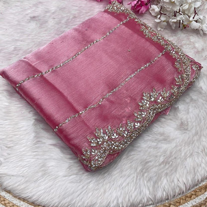Beautiful Mirror Work Saree with Free Blouse | Premium Elegant Collection..