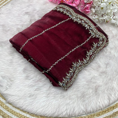 Beautiful Mirror Work Saree with Free Blouse | Premium Elegant Collection..
