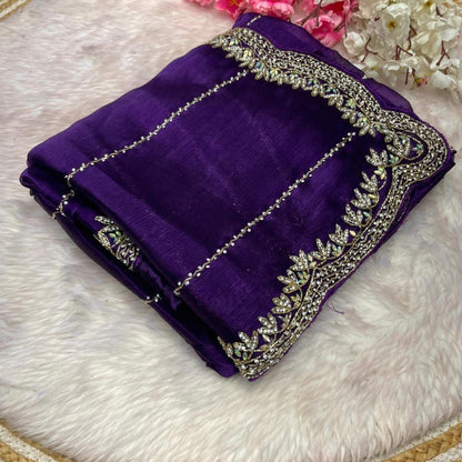 Beautiful Mirror Work Saree with Free Blouse | Premium Elegant Collection..