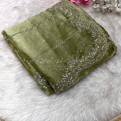 Beautiful Mirror Work Saree with Free Blouse | Premium Elegant Collection..